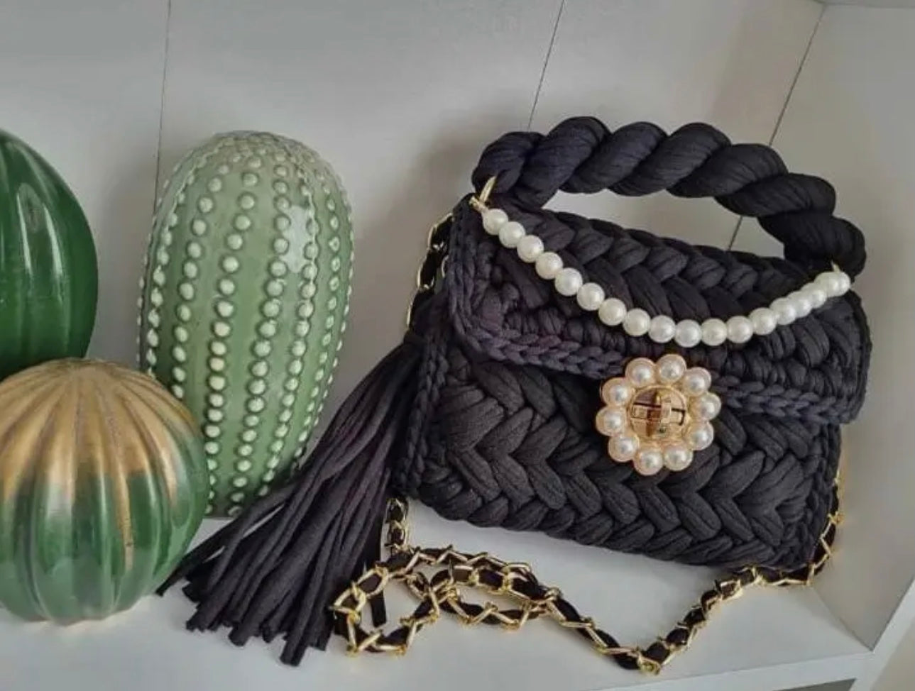 CHQEL Black Evening Clutch