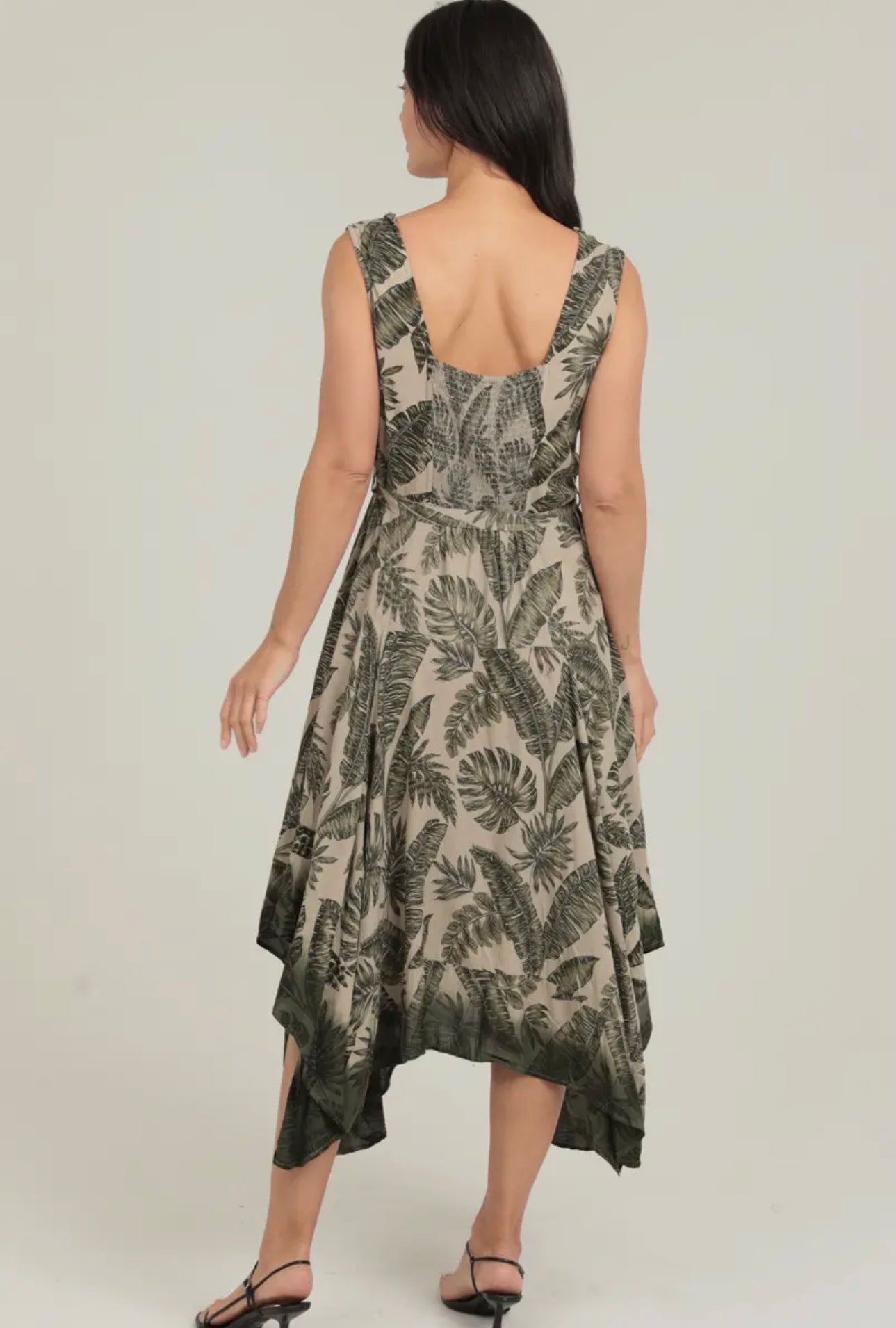 V-Neck Dip Dye Hanky Hem Maxi Dress