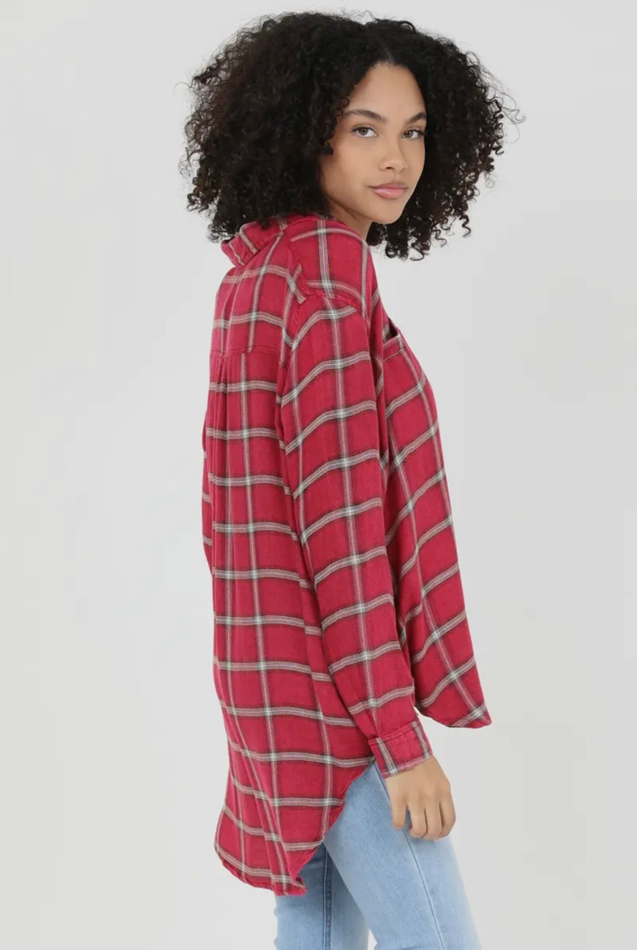 Oversized Plaid Blouse