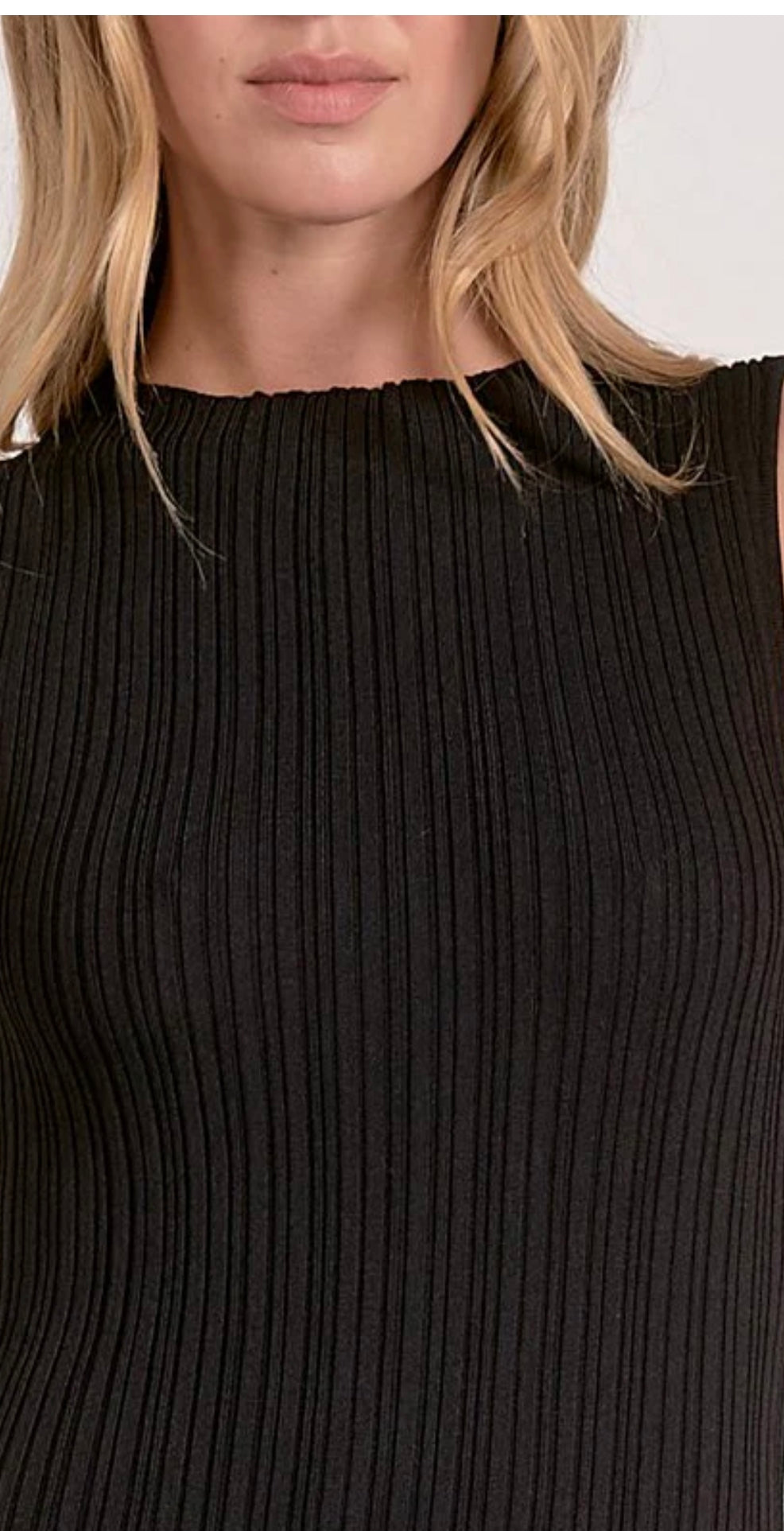 Black Ribbed Knit Sweater Midi Dress