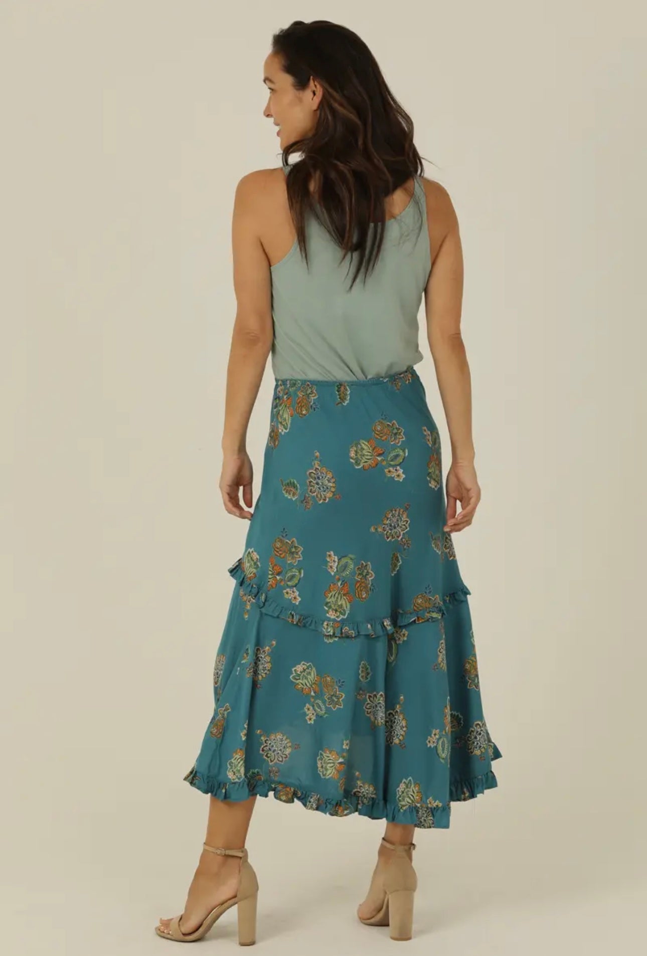 Elastic Waist Skirt With Ruffle Detail