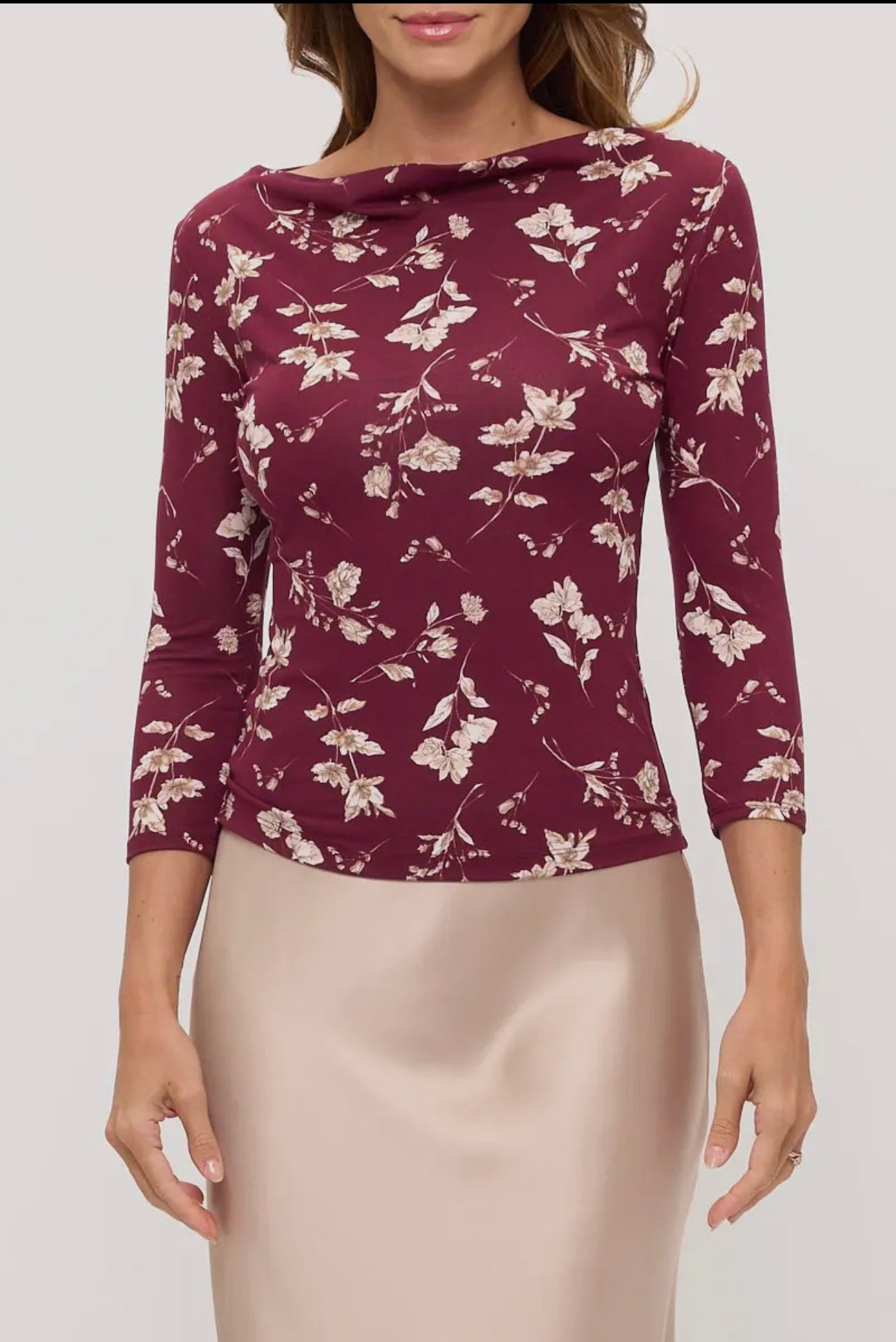 Burgundy Floral Blouse