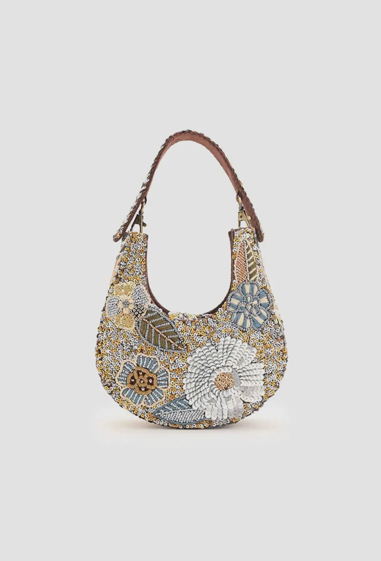 Shimmer Cream & Gold Mini Crossbody