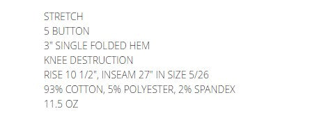 Kancan Denim Jeans w/Folded Hem