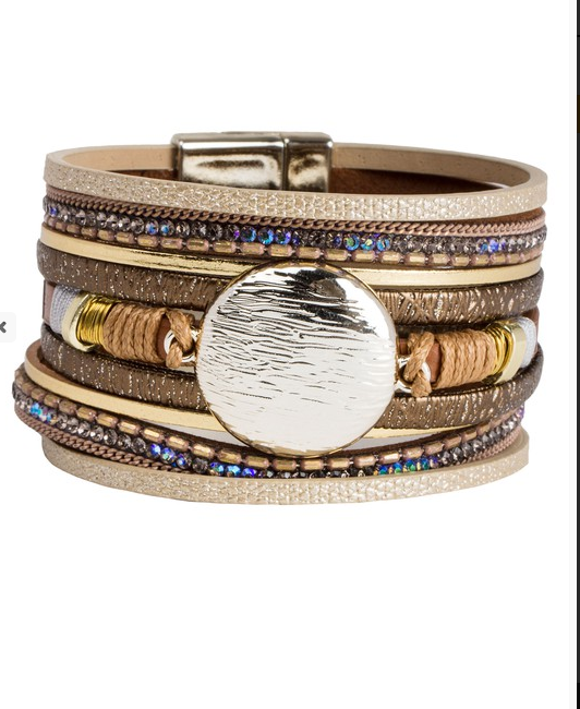 Magnetic Cuff Bracelet in Pretty Metallic Tones