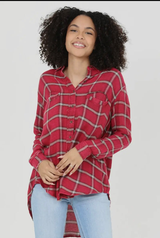 Oversized Plaid Blouse