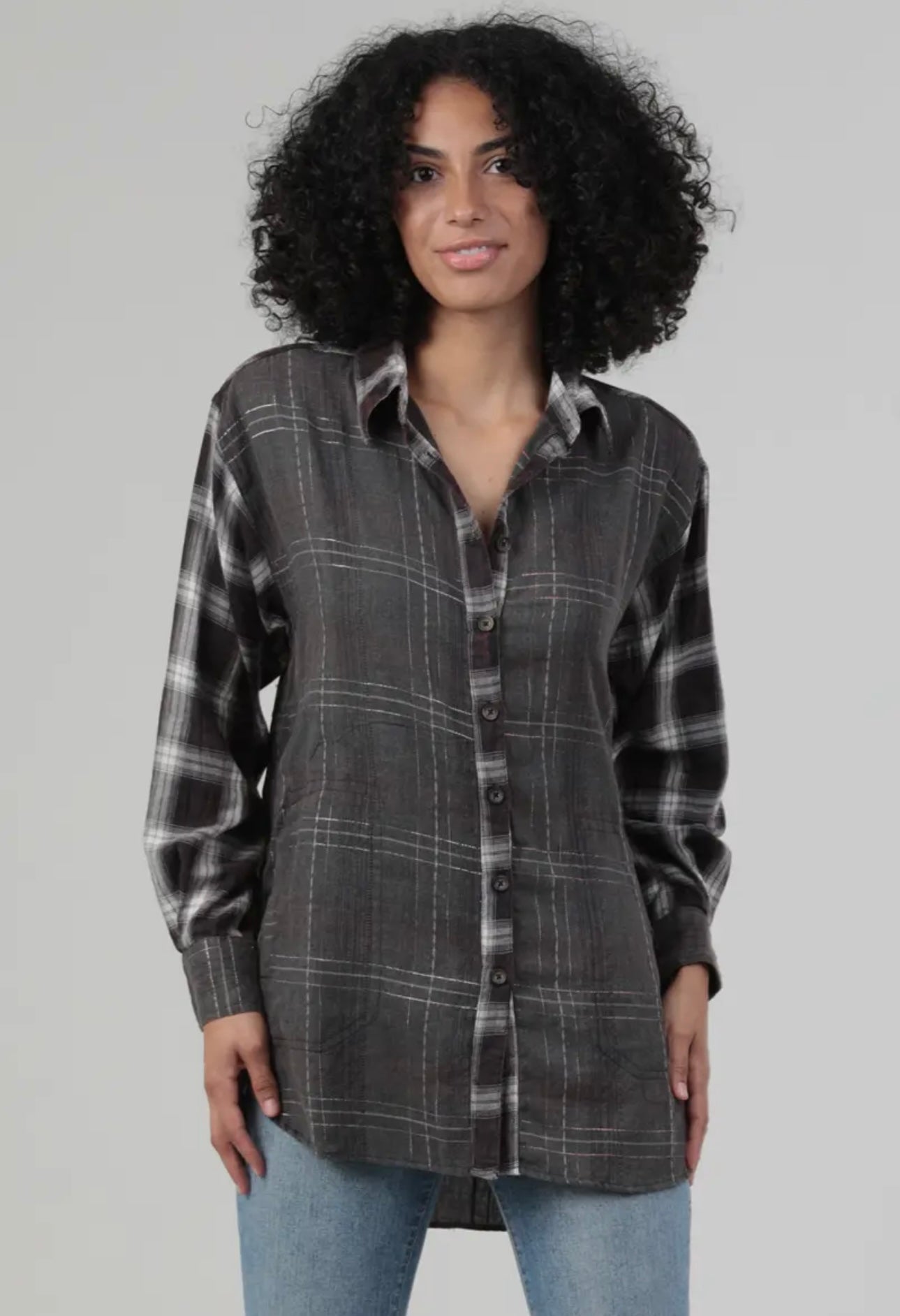 Oversized Plaid Blouse