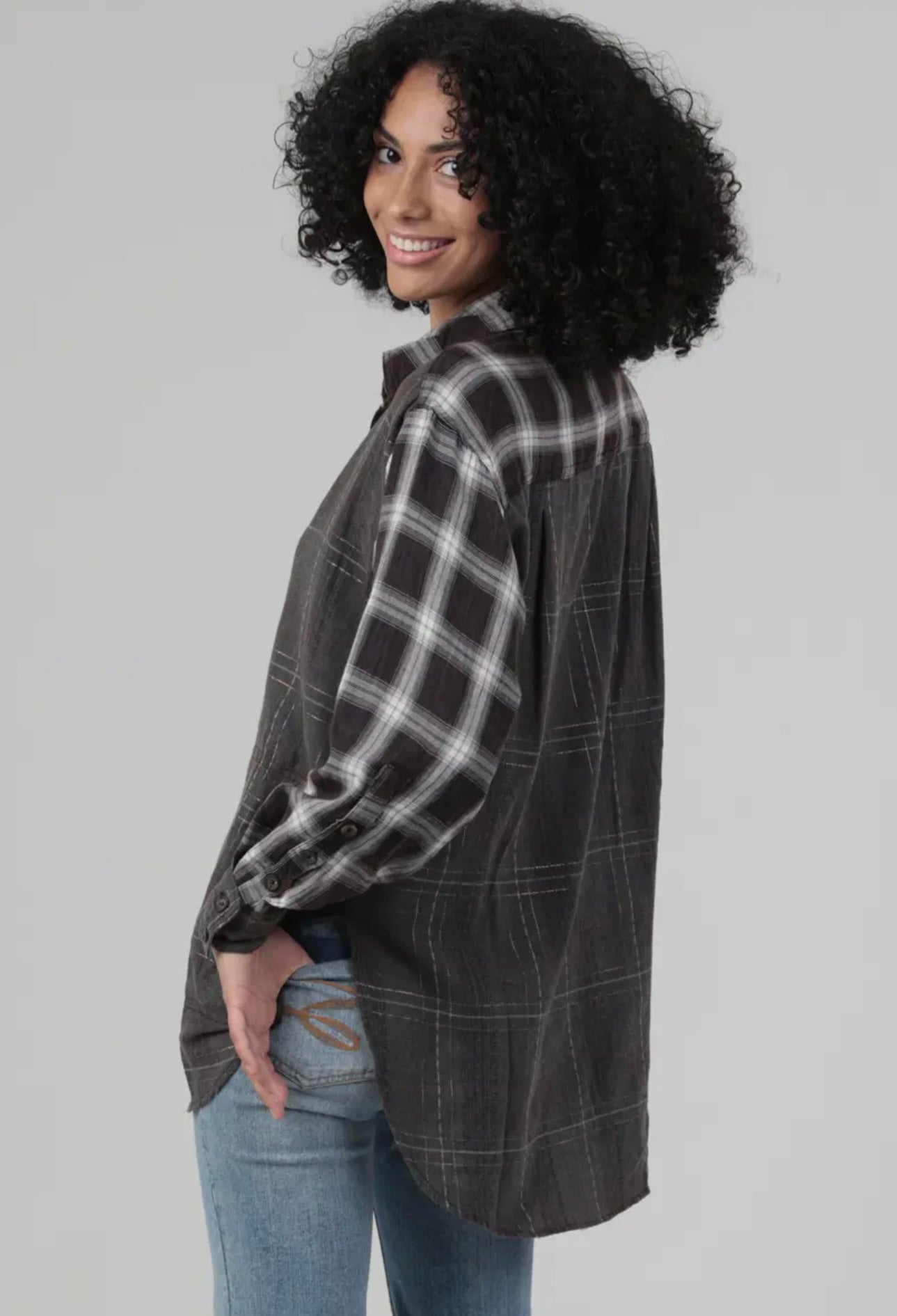 Oversized Plaid Blouse