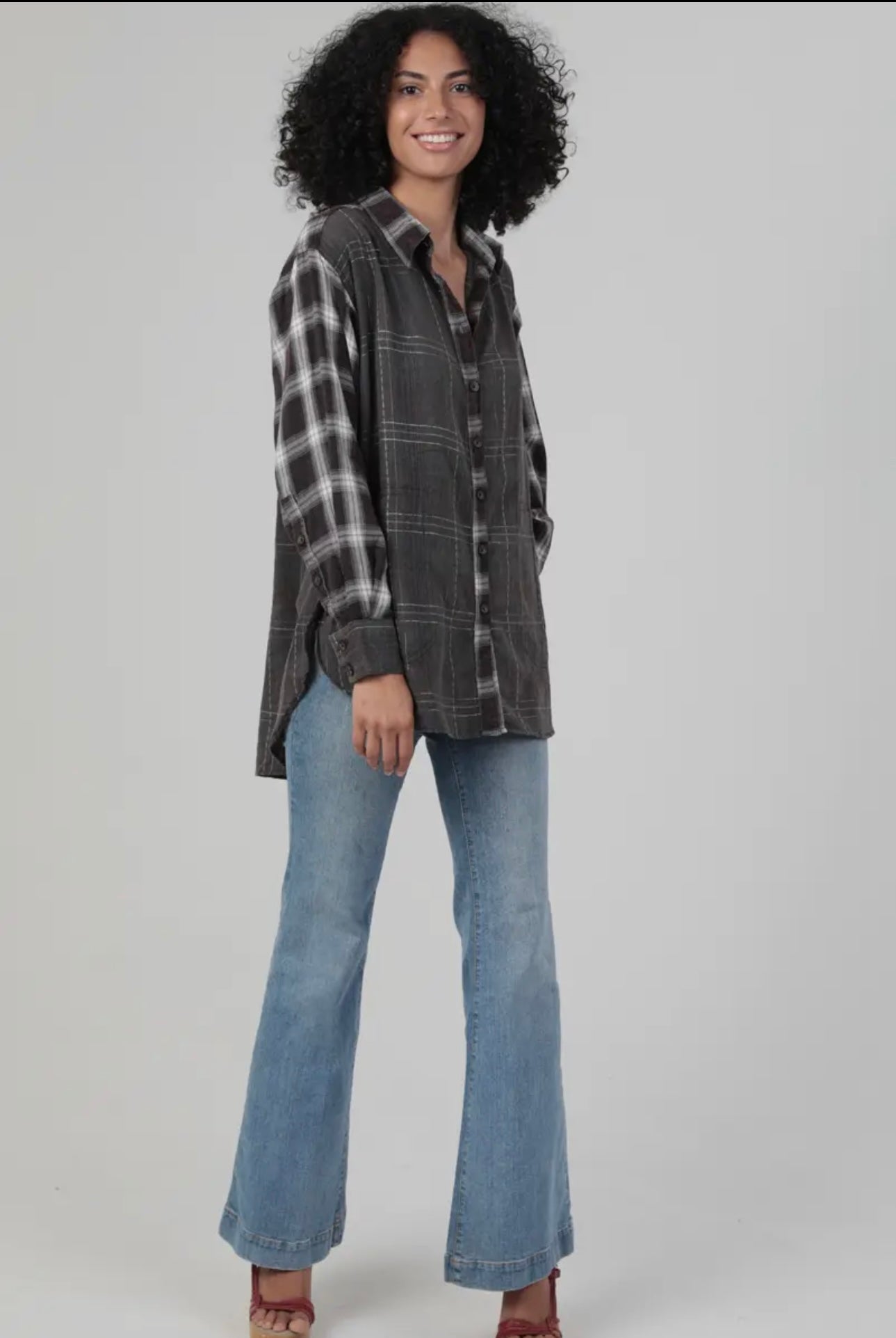 Oversized Plaid Blouse