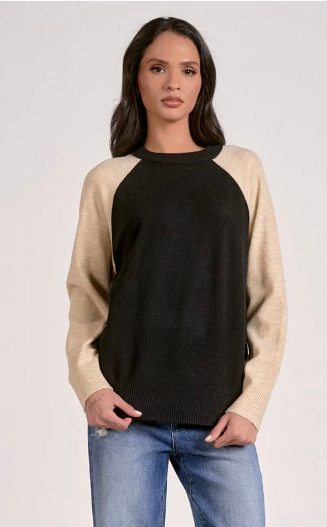 Color Block Crewneck Sweater