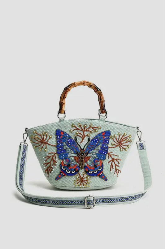 Blue Butterfly Periwinkle Purse
