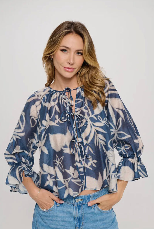 Blue Oyster Floral Blouse
