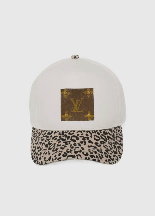 Leopard and Ivory Upcycled Cap