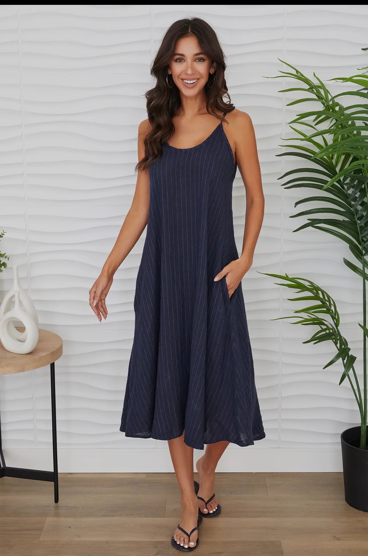Italian Linen Pinstripe Dress