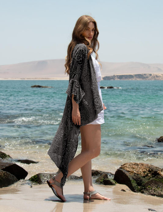 Stunning Italian Embroidered Silk Duster